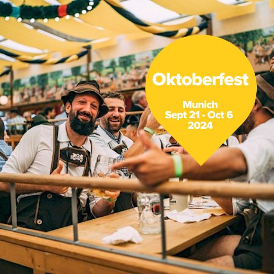 Men enjoying Oktoberfest in Munich Germany
