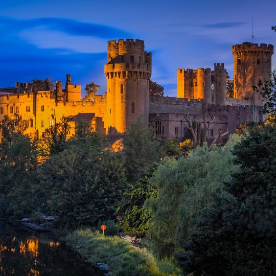 Warwick Castle at night UK