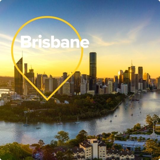Brisbane skyline with river at sunset, Brisbane Queensland Australia