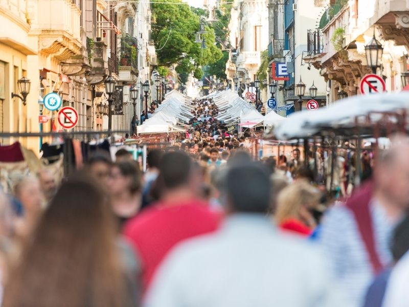 Busy shopping street