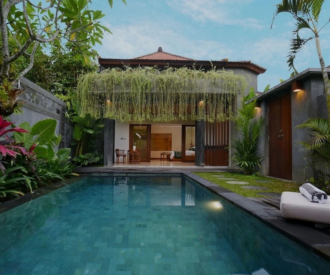 Luxurious hotel room with private pool