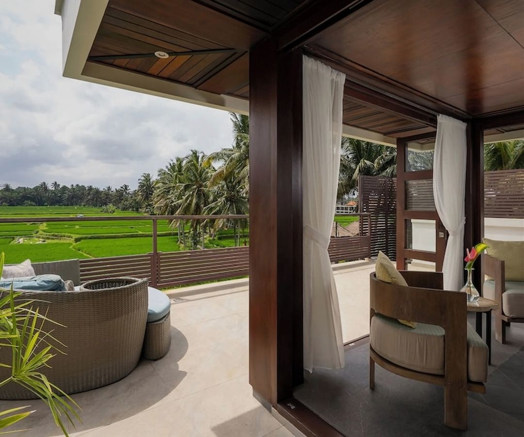 Villa with elegant furniture looking outside