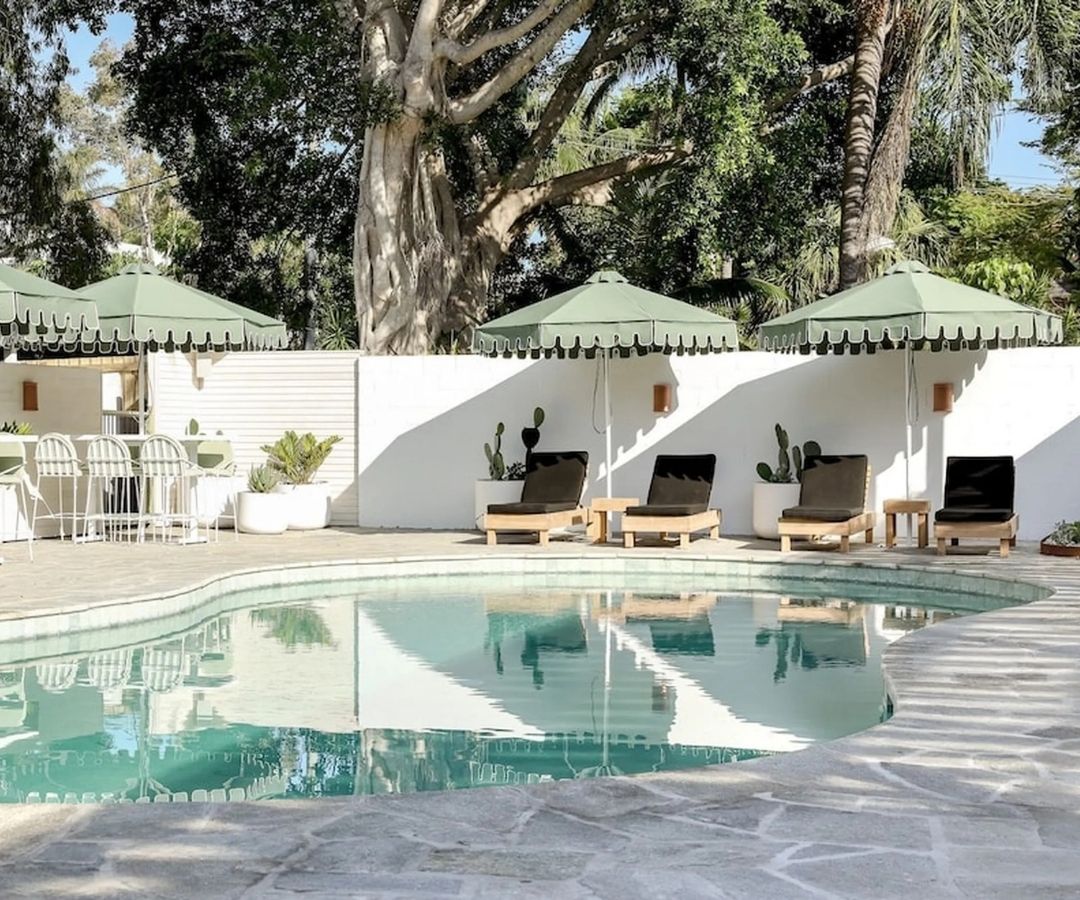Lovely pool with sun umbrellas