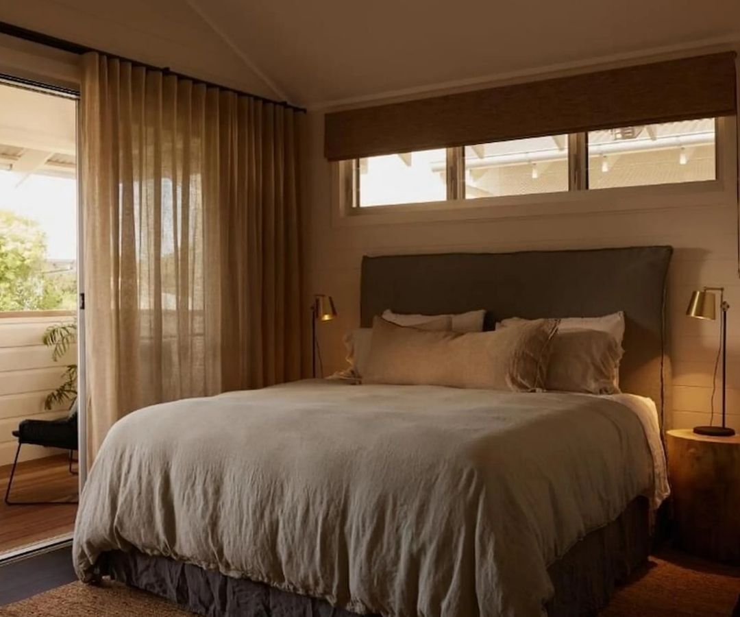 Calm looking hotel room with balcony