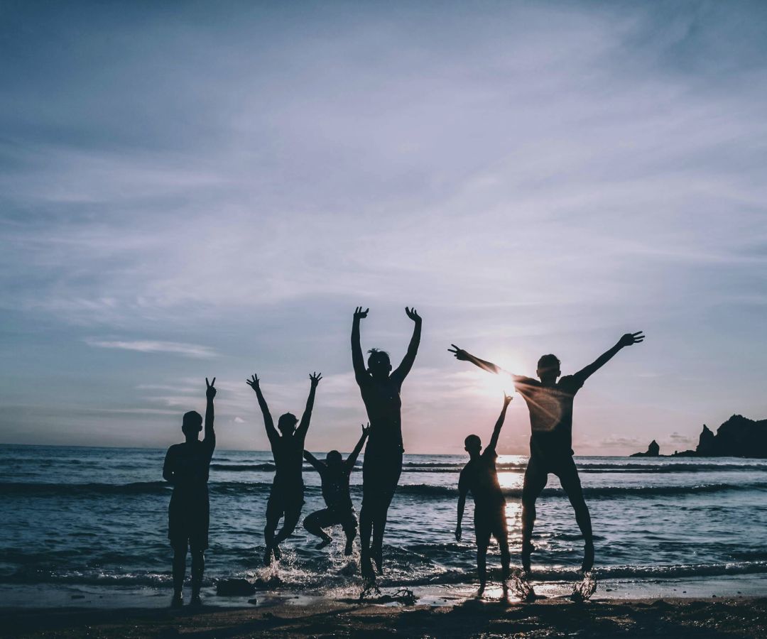 Friends by the ocean