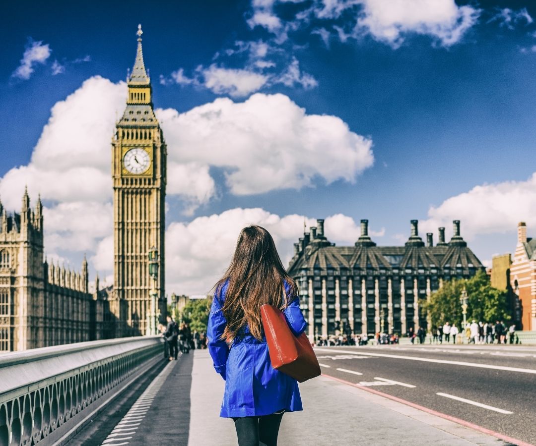Traveller walking the streets of London