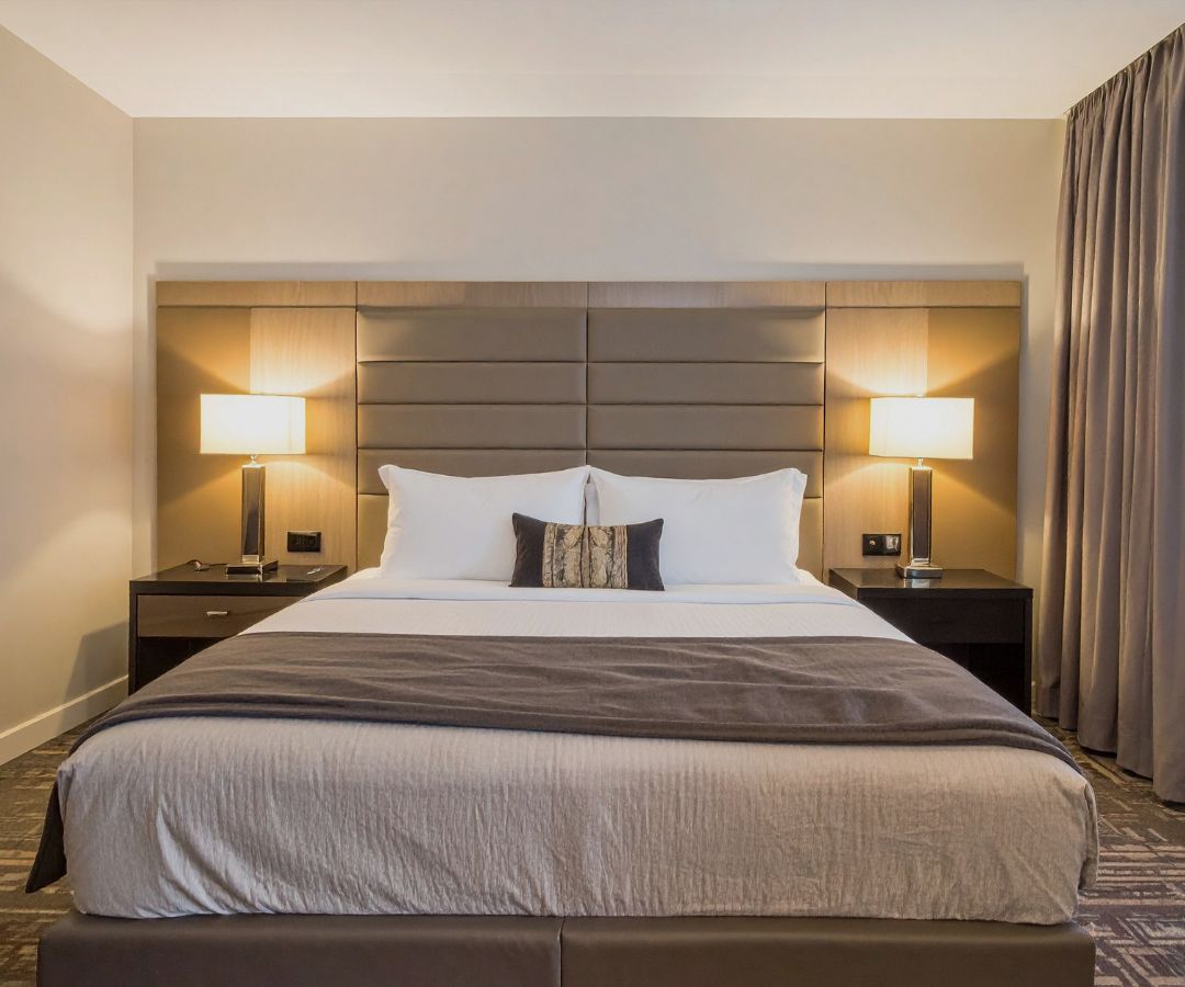 Smart hotel room with king bed