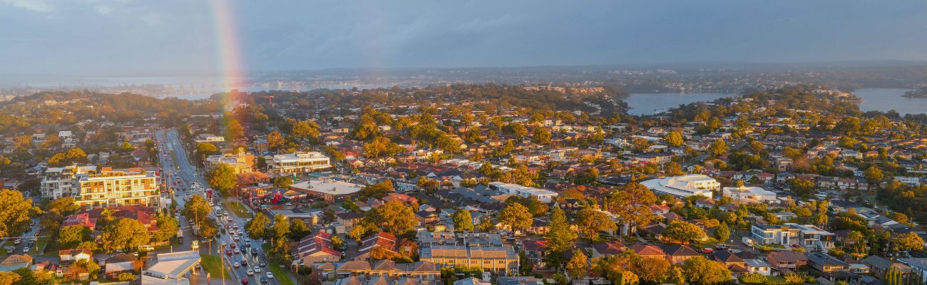 Aerial view of suburb in Sydney