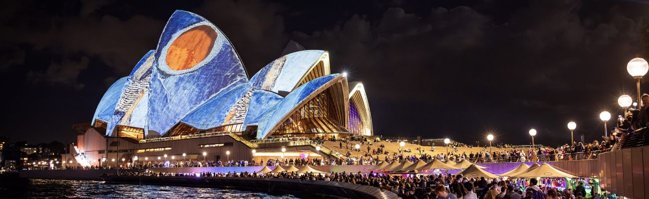 Lit up Sydney Opera House