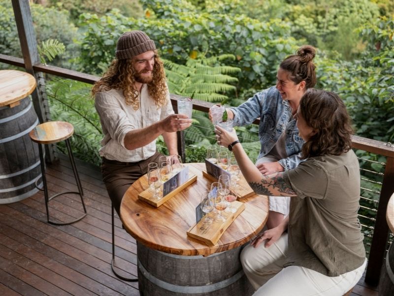 friends tasting at Cape Byron Distillery