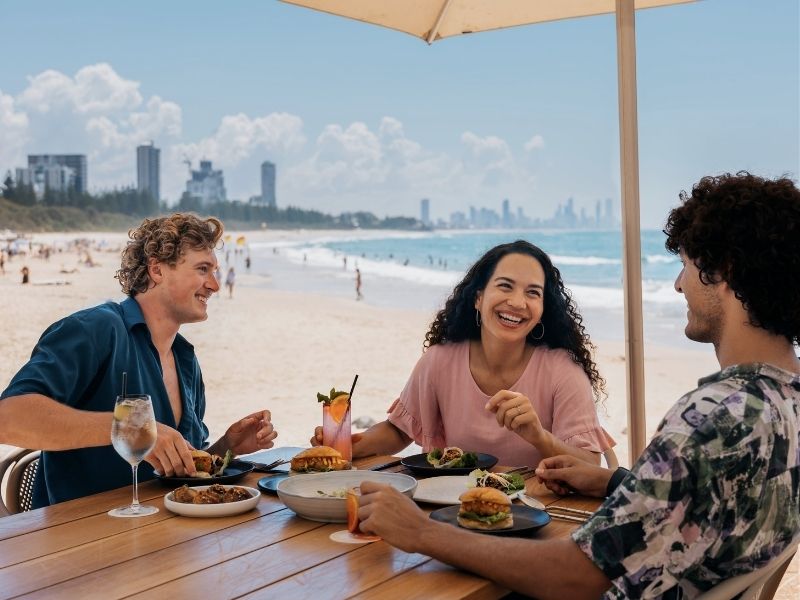 Friends dining at Burleigh Heads
