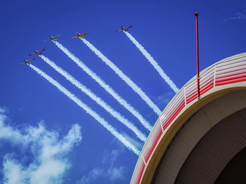 Old planes in sky