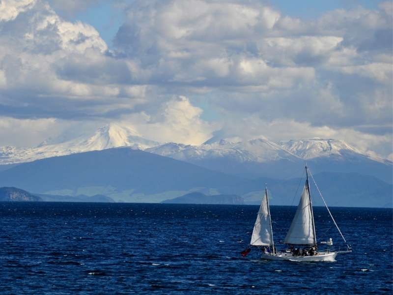 boat on lake taupo with
