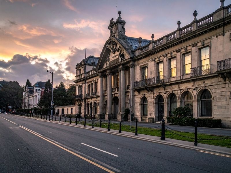 sunset view of historic building in cardiff uk