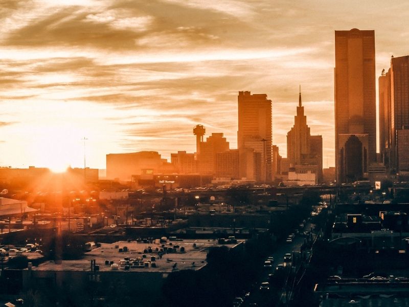 Dallas skyline at sunset