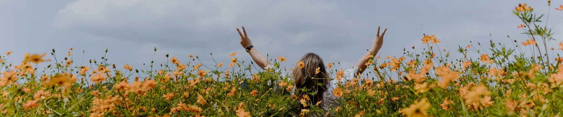 lady in flower fields