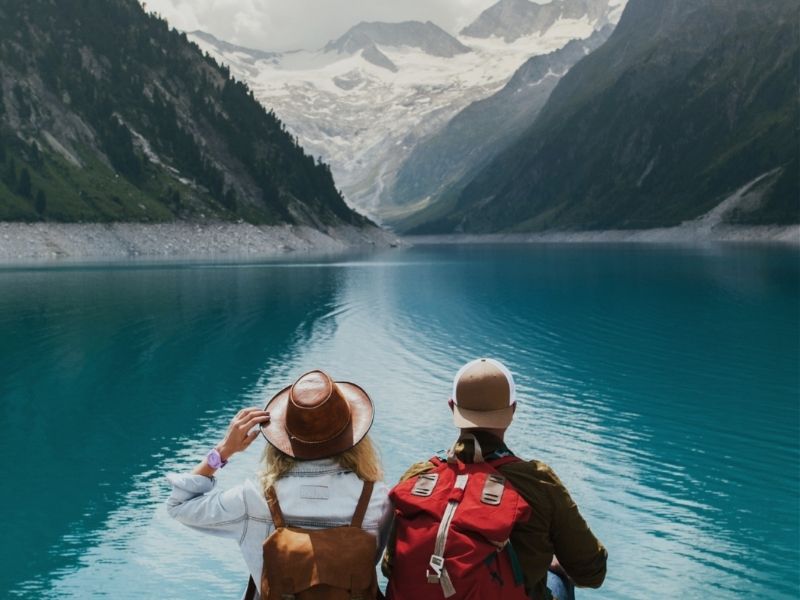 couple overlooking lakes