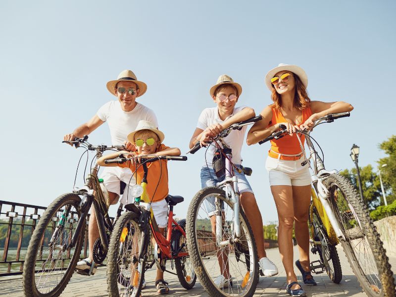 family biking