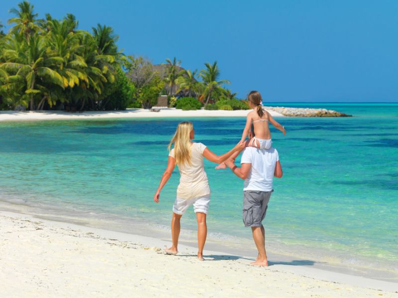 family on beach