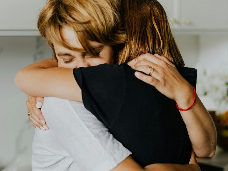 family reunited in embrace