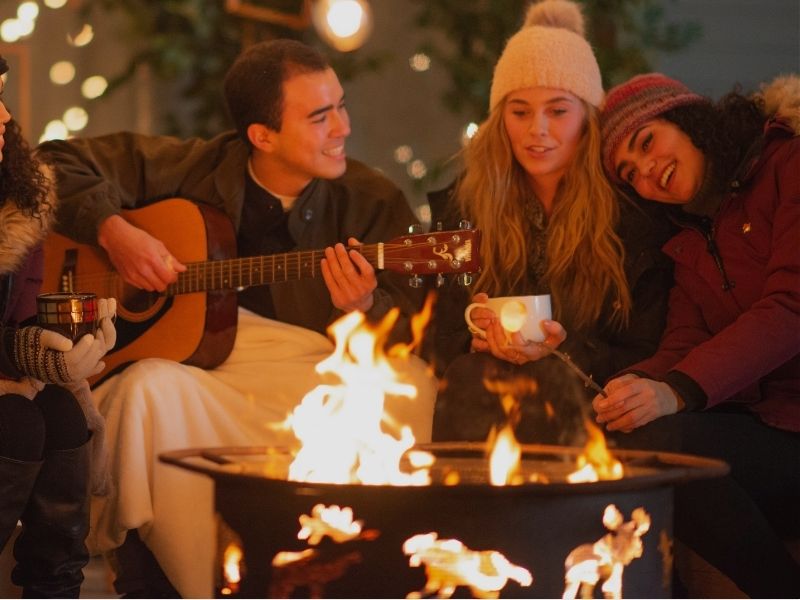 friends around the fire