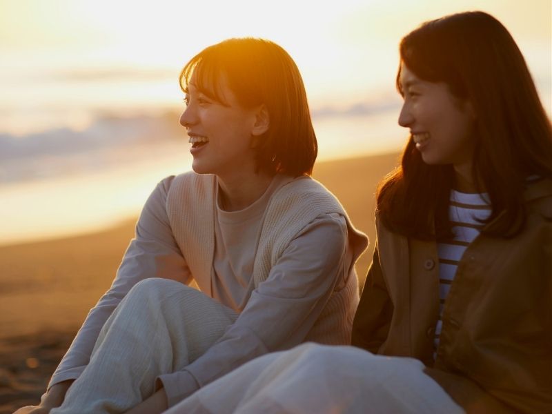 friends watching sunset