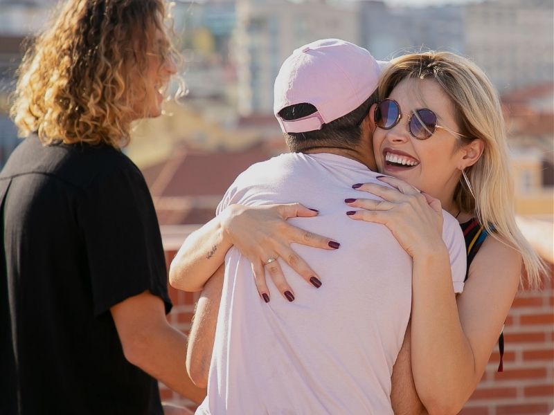 friends reconnecting