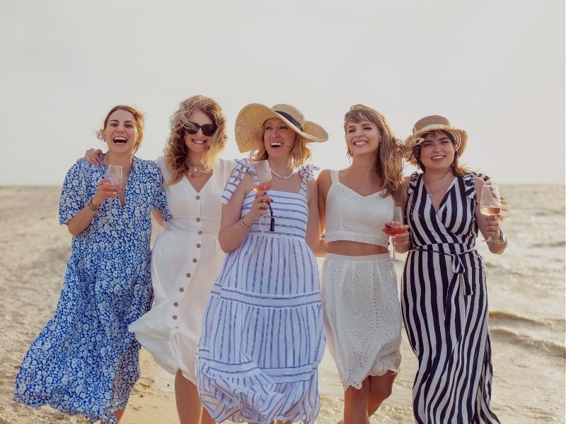 group of ladies on beach