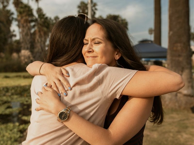 mother and daughter in embrace