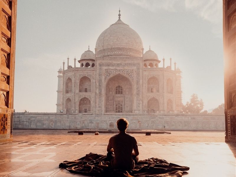 man at taj mahal
