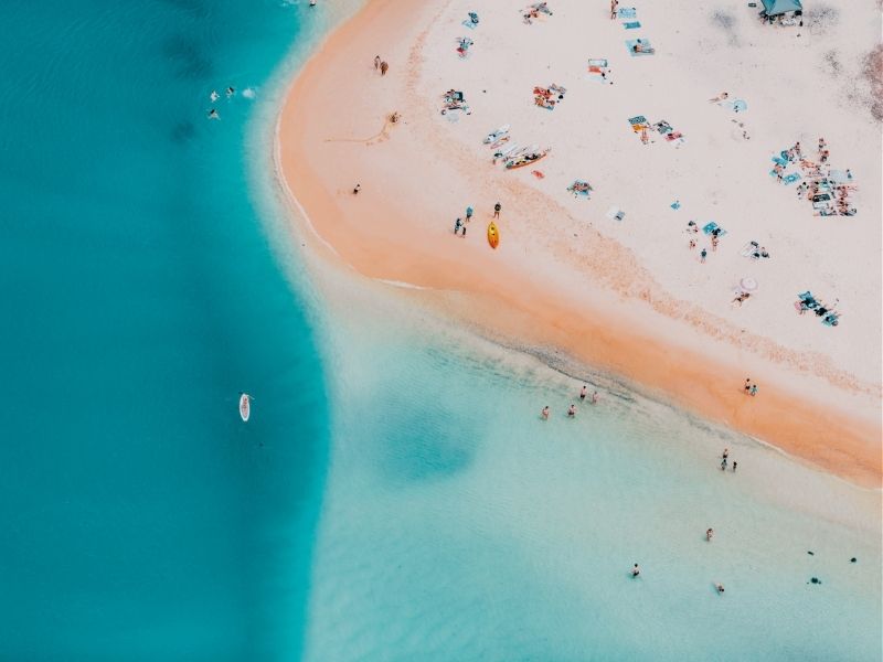 white sand beach with turquiose water