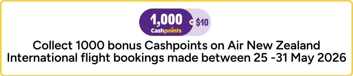 bonus 1000 cashpoints air new zealand bookings
