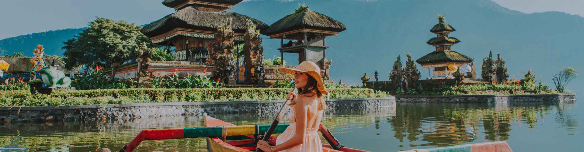 women on boat in bali
