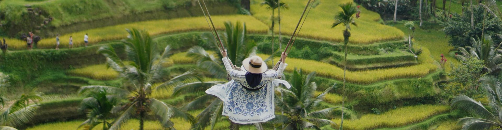 lady on swing in rice terrace bali