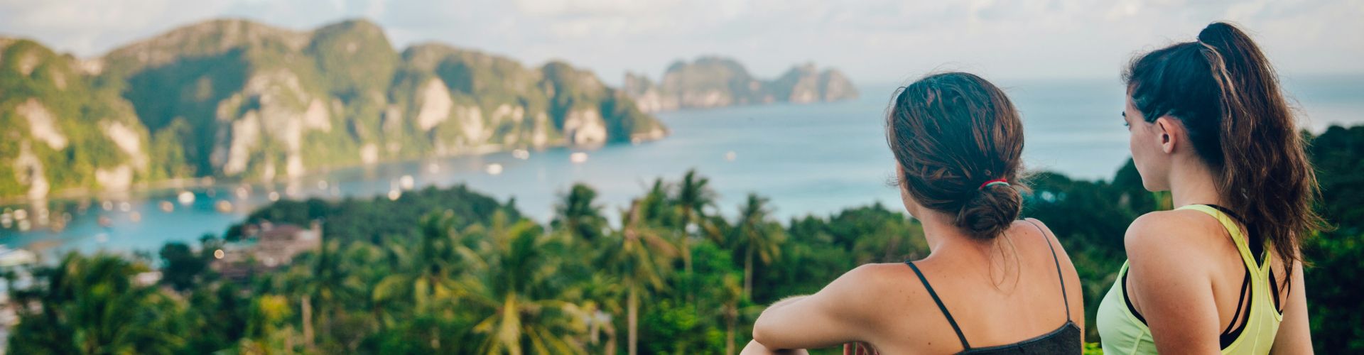 friends overlooking bay Thailand